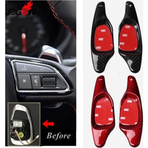 Real Carbon Fiber Steering Wheel Paddle Extension Shifter Cover Trim For Audi A5 S3 S5 S6 SQ5 RS3 RS6 RS7 2015 2016 2017