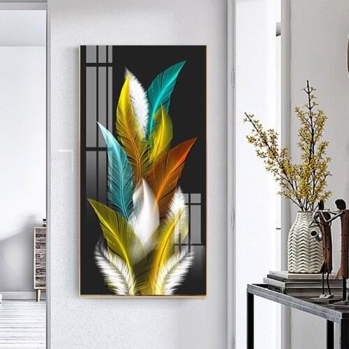 Nordic Canvas Paintings Wall Art Pictures Abstract Colorful Feather Posters For Living Room and Porch Decoration Prints No Frame