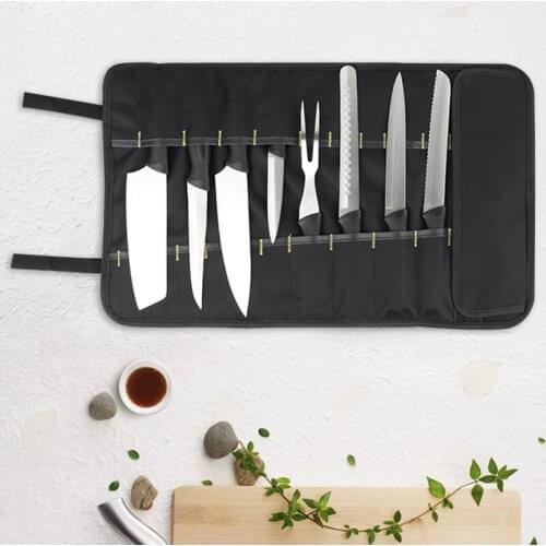 Knife Bag Nylon Chef Roll Bag with 8 Pocket for Kitchen Accessories Portable Knifes Case Holder Housewares