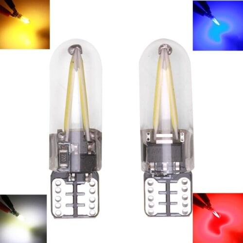 Newest W5W led cob glass car light Led filament auto automobiles reading dome bulb lamp car styling 12v