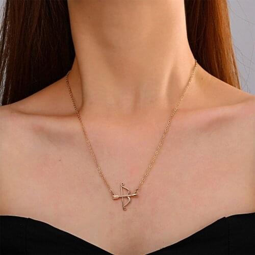 2021 New Vintage Cupids Arrow Pendant Necklace For Women Fashion Statement Clavicle Chain Choker Jewelry Unusual Accessories