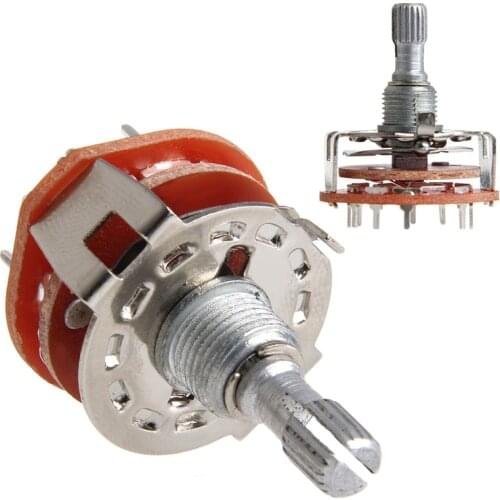 Shaft Panel Mount 2P5T Rotary Switch Selector Band 2 Pole Position 5 RS25