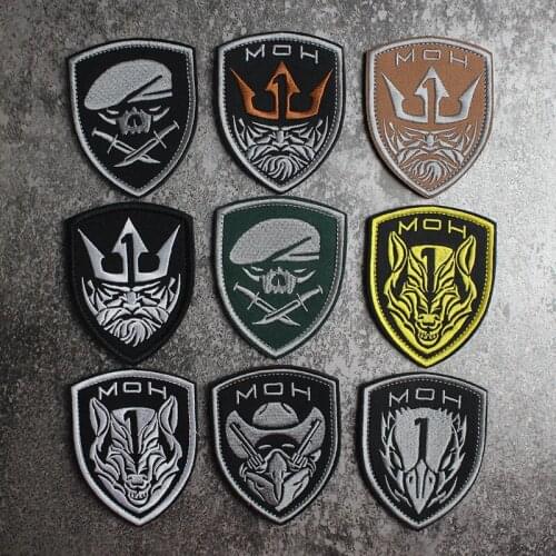 Project Honor MOH Military Embroidery Patches Tyrant Eagle Wolf Skull Shark Cowboy Tactical Badges For Clothing Jeans Sticker
