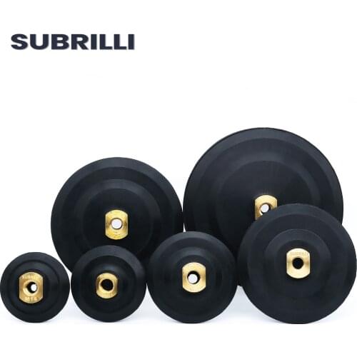 SUBRILLI 3/4/5/6/7 Inch Rubber Backer Diamond Pad Backing Holder Hook And Loop Rubber Backing Plate M14 5/8-11 Thread 100/125mm