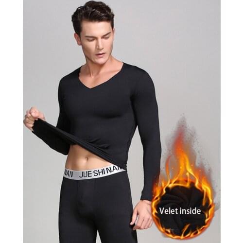 Fcare plus size long pants mens velvet shirt+pants sets warm velvet Men cotton Autumn winter seamless thermal underwear