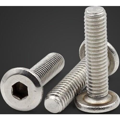 200Pcs/lot SS304 M6*10 M6X10MM flat thin head hexagon socket screws Stainless Steel 304 bolts Chinese screws Cheap bolts