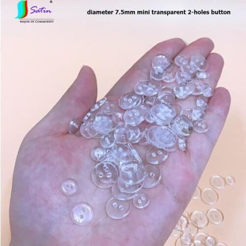 Cufflinks Collar Baby Skirt Coat Bag Sew Accessories Super Mini Diameter 7.5mm Resin Round 2-holes Flat Transparent Button
