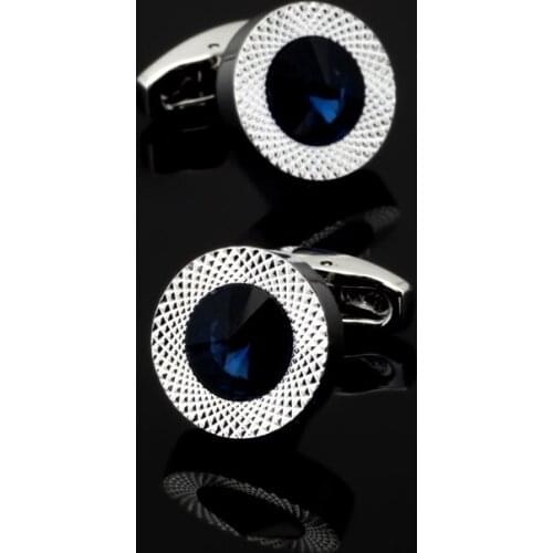 XK253 High quality men business Cufflinks Blue Austria crystal opal Cufflinks men Wedding Shirt accessories