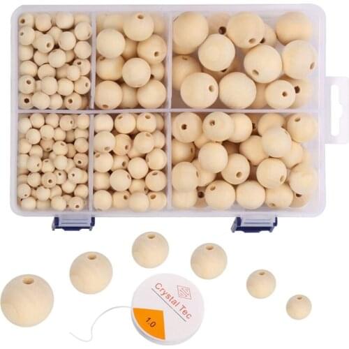 1 Box 10/12/14/18/20/25mm DIY Round Natural Wooden Beads for Handmade DIY Jewellery Making