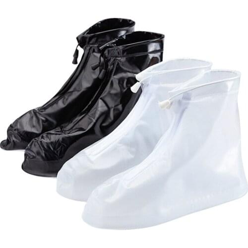 1pair Waterproof Protector Shoes Boot Cover Unisex Zipper Rain Shoe Covers High-Top Anti-Slip Rain Shoes Cases