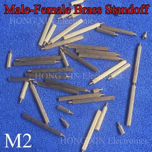 M2 Male 3mm x M2 Female 3-30 mm Brass Standoff Spacer Copper Hexagonal Stud Spacer Hollow Pillars 1PCS