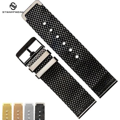 18mm 20mm 22mm 24mm Milanese Loop Wrist Strap Universal Stainless Steel Watch Band Bracelet Pink Buckle Belt