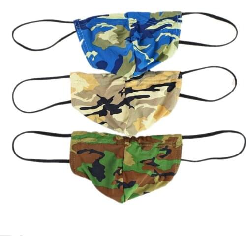 3Pcs/Lot Mens Sexy Underwear Camo Mini Bikini G-strings Thongs Fetish Gays Camouflage T-back Strings Lingerie Wholesale Hot Sale