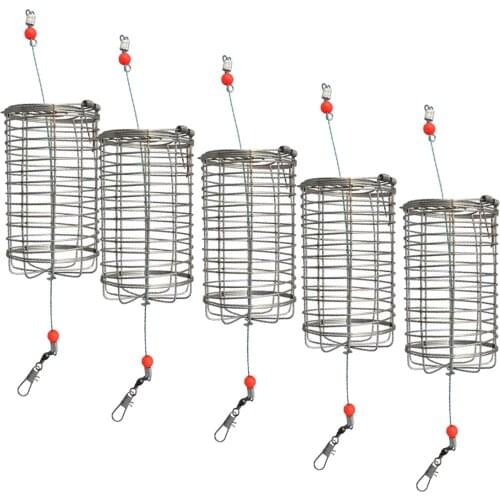 5x Anti-rust Solid Fishing Feeder Cage Basket Thrower Carp Holder Clips