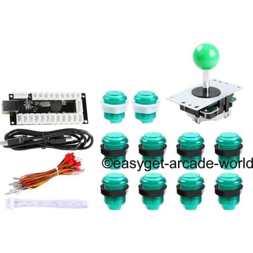 Arcade DIY Kits Parts USB Controller Handle To PC Rocker + Joystick + 10 LED Lamp Push Buttons For Raspberry PI Retropie Project