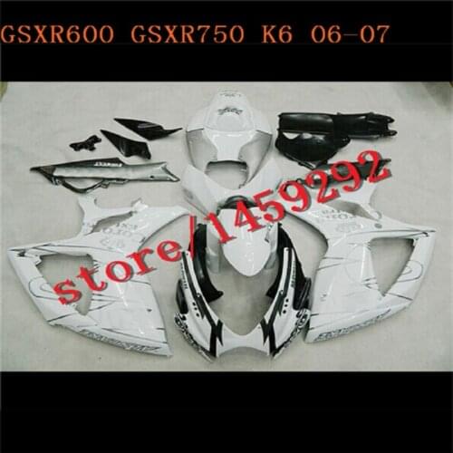 White black Fairing For GSXR600 750 06-07 GSXR 750 06 07 GSXR 600 R750 K6 2006-2007 2006 2007 for Suzuki