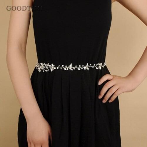 Noble Wedding Dress Accessories Applique Leaves Sash Belt With Rhinestones and Pearl For Bridal Women Dresses Belt Soiree Party