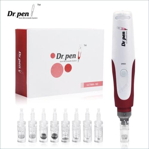 Dr Pen Ultima N2 with 12 Pcs Needle Cartridges Multi-Funcational Wire Electric Derma Pen Micro Needles Nano Tattoo Machine