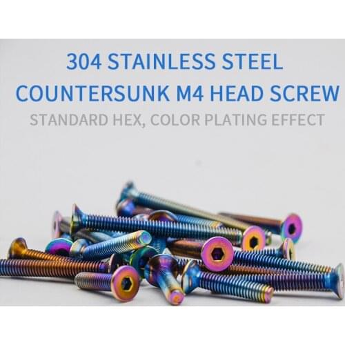 Spirit beet Hexagon screw M4X16 M4X20 304 stainless steel color screw motorcycle ornament Motocross tool Countersunk head screw