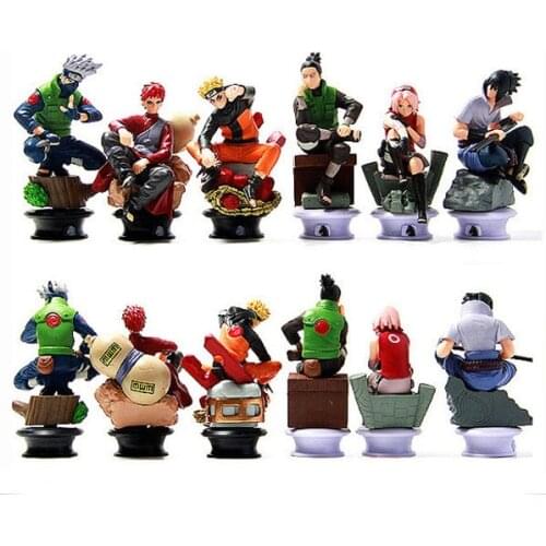6pcs/set 9cm Anime Naruto Uzumaki Naruto Sasuke Gaara Kakashi Chess PVC Action Figure Collection Toy T30