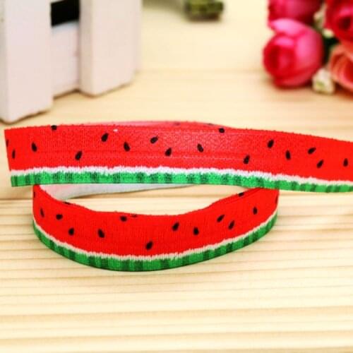 DHK 5/8'' 5yards Fold Elastic FOE watermelon printed headband headwear hairband diy decoration OEM Wholesale C439
