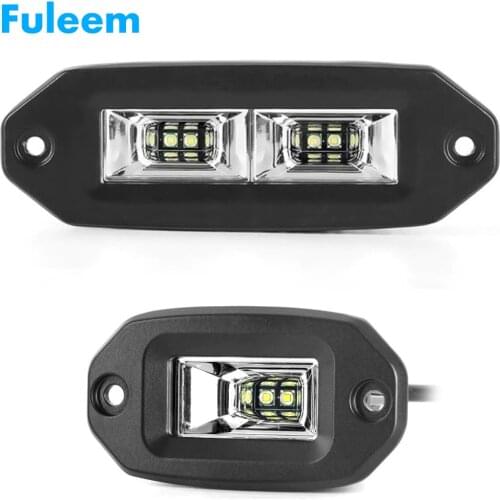 Fuleem 20W 40W Flush Mount LED Pods Flood Work Light Bar 6500K Waterproof Led Work bar For Offroad Backup pickup Car motor