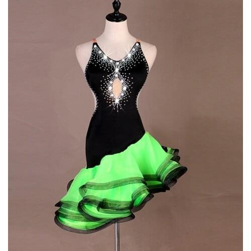 Customized Latin Dance Dresses Stage Perform Outfits For WomenS Rhinestone Fish Bone Skirt Sexy Backless Ballroom Dress DL3924