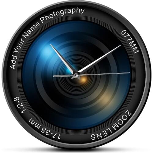 Camera Lens Wall Clock Photography Pictures Images Zoom Color Photo ISO Exposure Snap Selfie Custom Decorative Modern Wall Clock