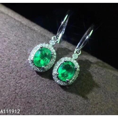 KJJEAXCMY fine jewelry natural Emerald 925 sterling silver women gemstone earrings support test classic