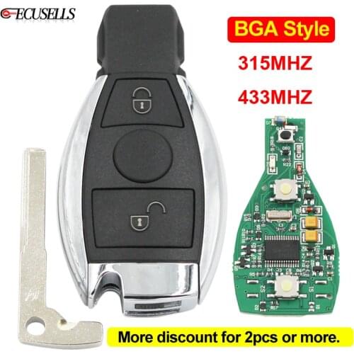 2 Button Smart Remote Car Key 315Mhz or 433Mhz NEC BGA Style for Mercedes Benz A E S G CLK SLK ML Class 2000+ Uncut Blade
