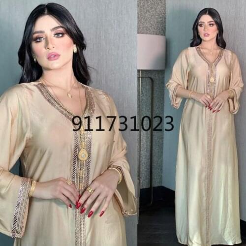 Moroccan Caftan Evening Gowns Muslim Abaya Dubai 2021 Women Flannel Dresses Long Sleeve Pakistani Robe Arabe Islamic Clothing