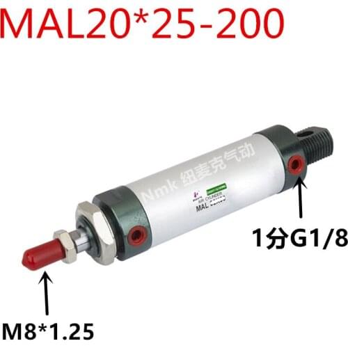 Aluminum alloy mini cylinder with adjustable stroke MAL20*25/50/75/100/150/200-S