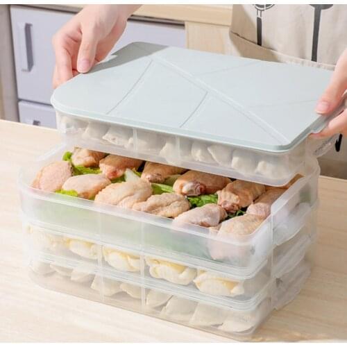 Multi-layer Leak Proof Kitchen Dumpling Food Storage Box Fruit Egg Organizer Holder Dumpling Multi-layer Transparent Storage Box