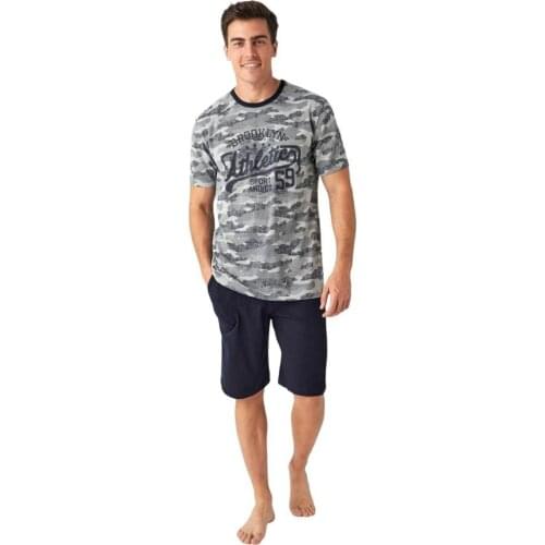 Mode Collection Cotton Camouflage Pattern Mens Short Set