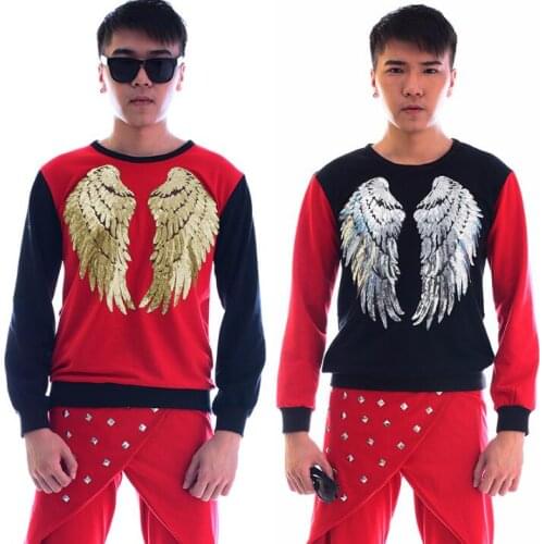 Fashion punk slim sexy red shirt men long sleeve shirt teenage korean shirt mens personality stage singer dance shirt + pant