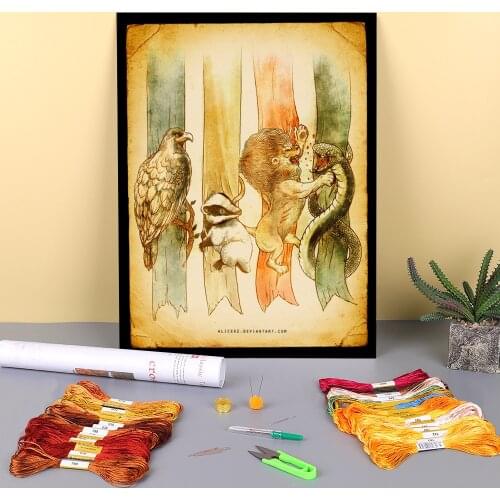 Unknown House Brawl Printed 11CT Cross-Stitch Embroidery Set DMC Threads Handiwork Sewing Craft Knitting Counted Magic