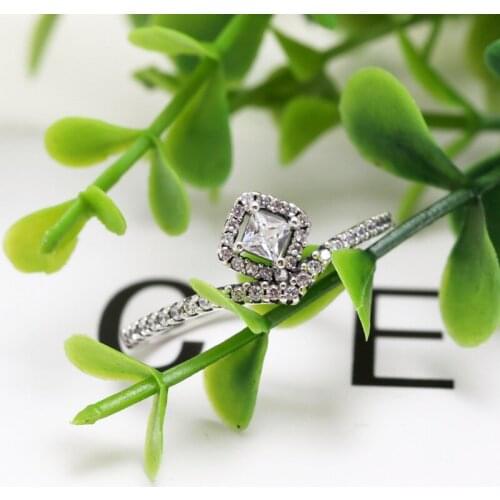 New Fashion Original 925 Silver Square Sparkle Wishbone Ring For Women Wedding Engagement Pan Rings DropShipping Wholesale