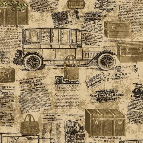 Beibehang Retro nostalgic letters wallpaper industrial wind loft bar cafe restaurant personality newspaper car papel de parede