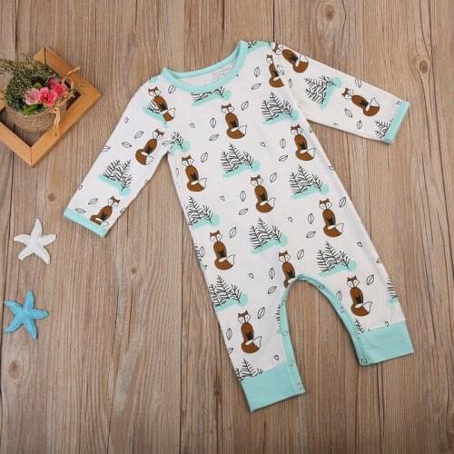 Free shipping Newborn Infant Baby Boy Girl Fox Cotton Bodysuit Romper Jumpsuit Clothes Outfits