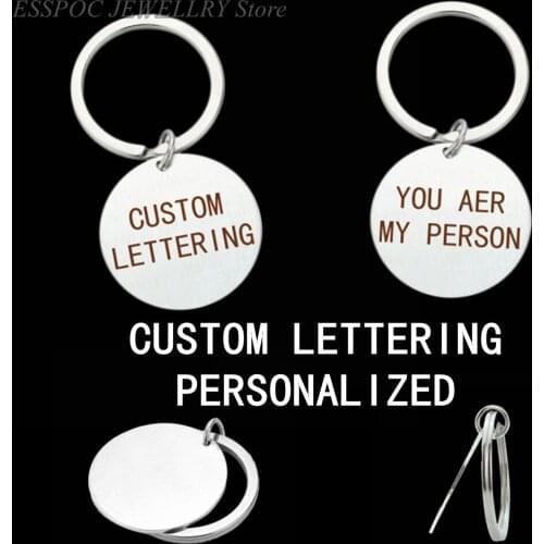 Personalized Letters Engraved Keychain Custom Name Key Chain Metal Lettering Pendant Fashion Jewelry Unisex Best Birthday Gifts
