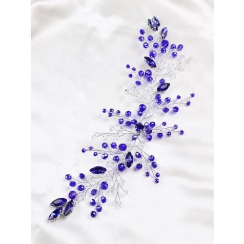 Blue Crystal Rhinestone Headbands Romantic Cute Women Hair Ornaments Chic Tiaras Wedding Accessories Prom Bridal Headdresses