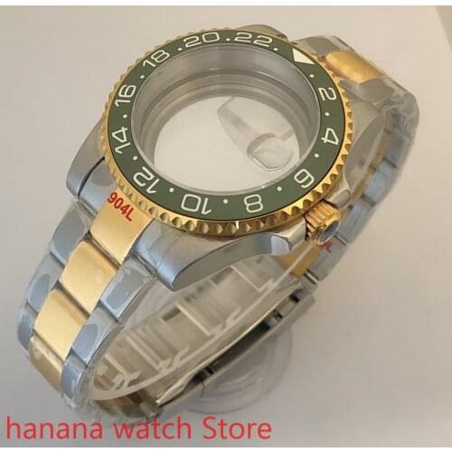 Transparent back cover 904L stainless steel gold strap bracelet 40mm sapphire glass ETA NH36 MH35 cases green bezel