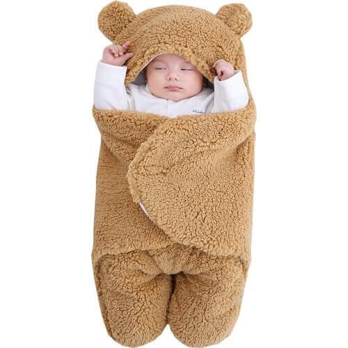 Kangobaby #My Soft Life# Autumn And Winter Fluffy Fleece Newborn Wrap Warm Swaddle Blanket Thicken Baby Sleeping Bag