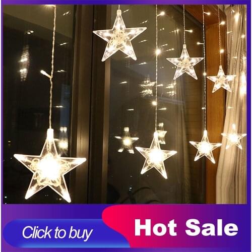 2.5M LED Christmas Lights Star Curtain String Light 220V Fairy Light Outdoor Indoor Garland For Party Wedding Holiday Decoration