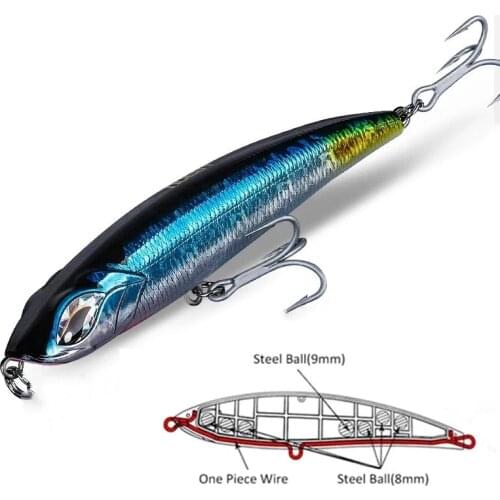 NOEBY Pencil Fishing Lures 115mm 60.5g Sinking Stickbait Artificial Hard Bait Tackle for Sea Bass Fishing Lure NOEBY 4pcs P