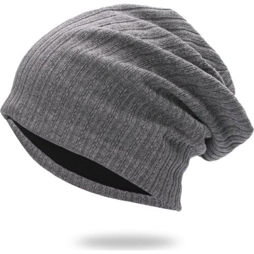 Black Striped Cotton knitted hats for Women Winter Bonnet Wholesale For Ladies Men Oversize Hip hop Sloluchy hats Dropshipping