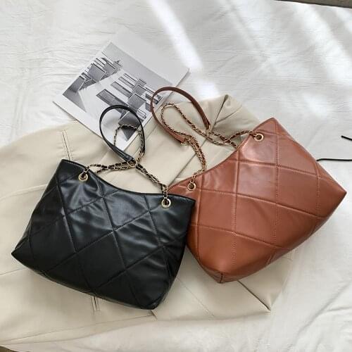 Fashion Lattice Pattern Messenger Handbag Women Large Capacity PU Leather Totes Shoulder Crossbody Bag