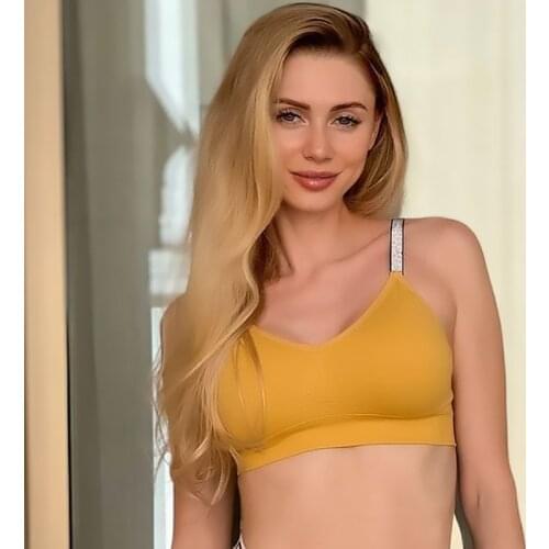 U-shaped Back Bra Tube Top Women Crop Top Wire Free Sexy Lingerie Bra Sports Padded Fashion Shiny Shoulder Strap Street Top