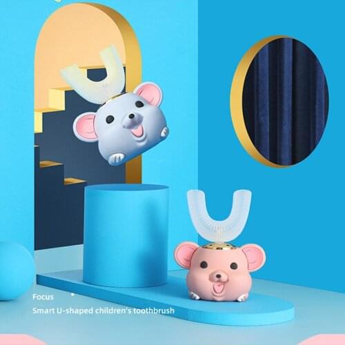 Smart 360 Degress U Sonic Electric Toothbrush Kids Silicone Automatic Ultrasonic Tooth Brush Children Blue Light Teeth Brush