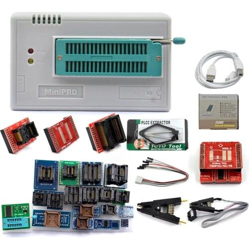 Upmely TL866II Plus USB EEPROM PIC AVR Universal BIOS Nand Programmer 24 93 25 Mcu EPROM With 28 Adapters Test Clip Compiler